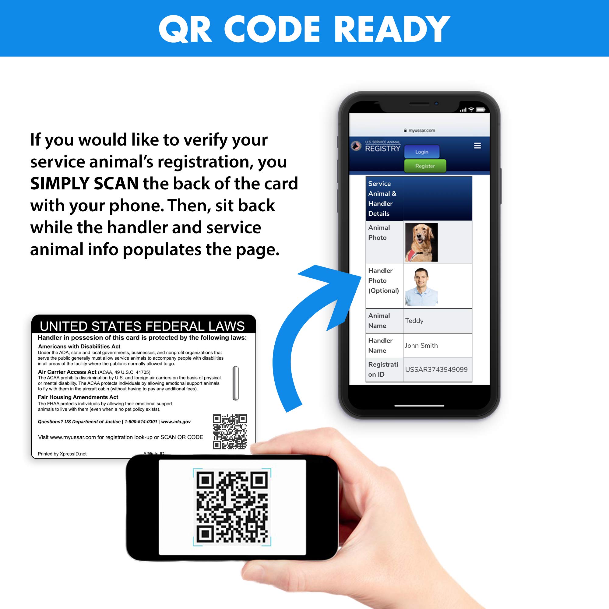 Custom Holographic Service Dog ID Card + 3 Key Tags Includes