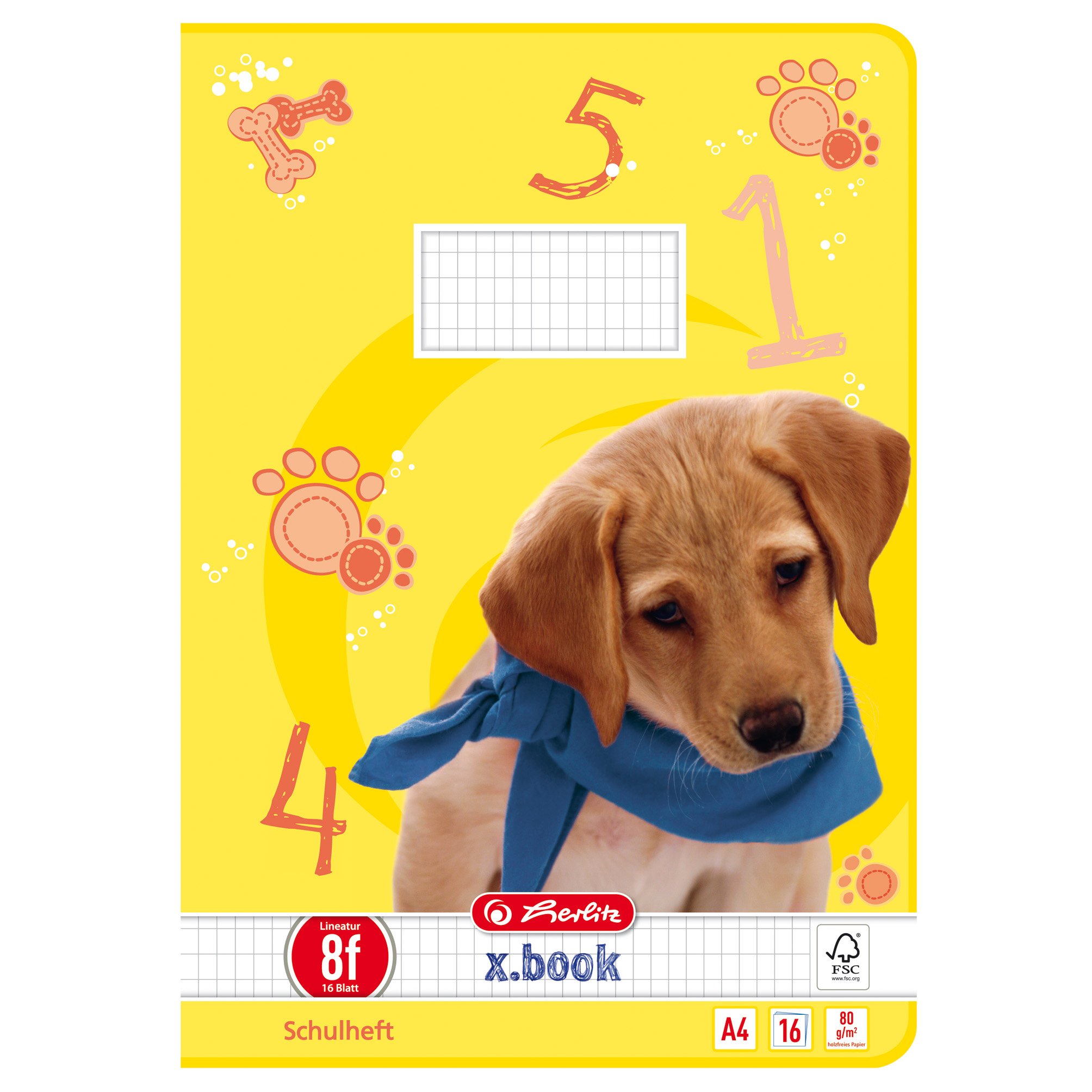 Herlitz notepads A4 Squared, 16 Sheets, line Style, FSC Mixed Wood, Pack of 10 with Motif A4, Ruling 8f (Grid 5 x 7 mm with Margin)