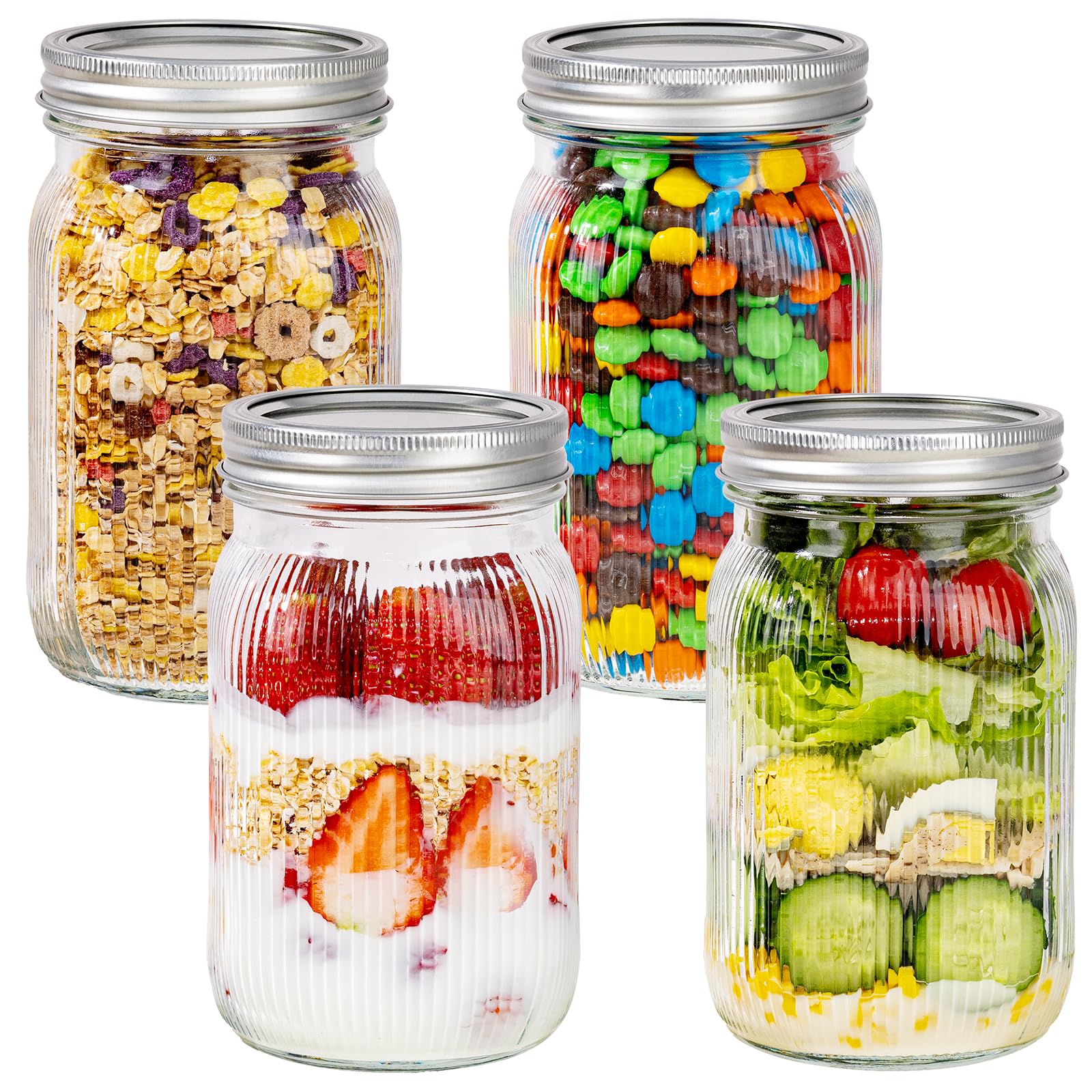 Photo 1 of WELLIFE Large Mason Jars,4 Pcs Wide Mouth Mason Jars 32 Oz for Food Storage, Overnight Oats,Honey,Sauces,Meal Prep,Salad,Yogurt