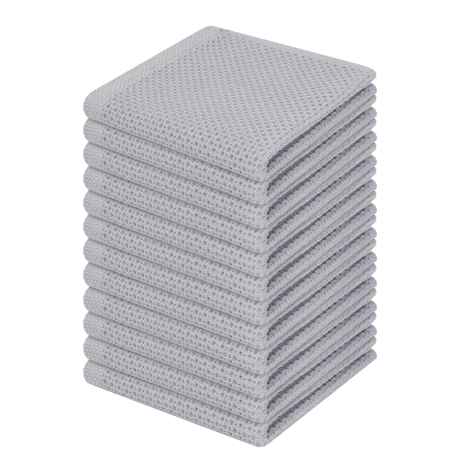 Photo 1 of Homaxy 100% Cotton Waffle Weave Kitchen Dish Cloths, Ultra Soft Absorbent Quick Drying Dish Towels, 12 x 12 Inches, 12-Pack, Light Gray