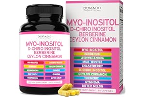 DORADO NUTRITION Myo-Inositol & D-Chiro Inositol Supplement for Women (90 Capsules, 40:1 Ratio Myo Inositol) Hormone Balance for Women - 10 in 1 Formula - Third Party Tested, Vegan Safe & USA Made - (90 Count)