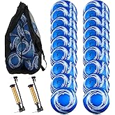 Realspring 18 Pcs Deflated Soccer Balls Bulk with Pump Bag Operation Christmas Official Size Football for Youth Outdoor Outside Sport Training Gift Christian Charity Donation