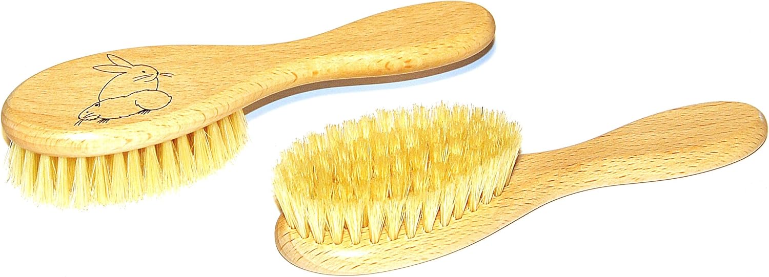 Cats and small animal brush, approx. 18 x 5 cm, fur brush made of beech wood with natural fibre