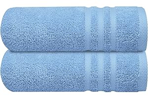 Infinitee Xclusives Premium 100% Turkish Cotton Bath Towels 27 x 54 inches – Highly Absorbent Quicky Dry Towels for Bathroom Blue