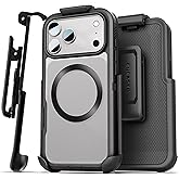 Encased for iPhone 17 Pro Protective Case with Belt Clip (Compatible with MagSafe) Shockproof Dual-Layer Frosted Case and Phone Holster (Black)