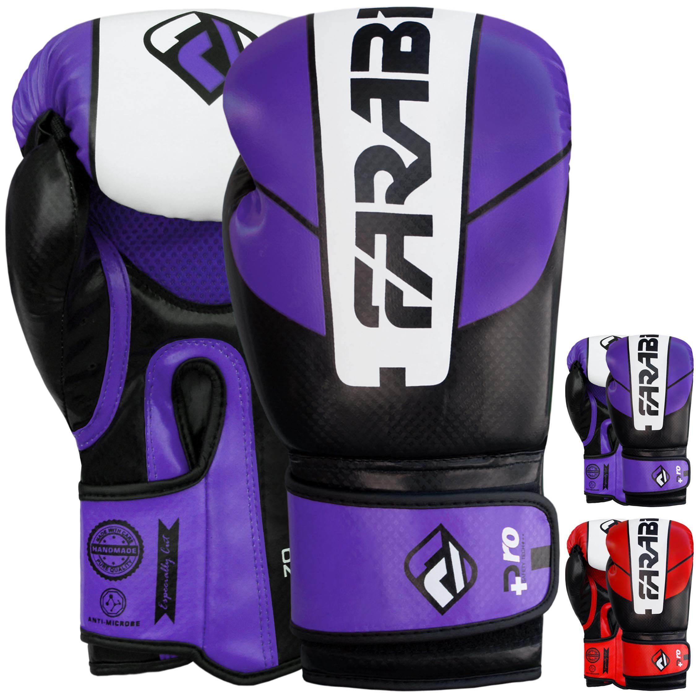 Farabi Sports Boxing Gloves 10oz, 12oz, 14oz, 16oz for Men & Women, Training, Fighting, Sparring, Kickboxing, Muay Thai, MMA and Punching Gloves (Black/Purple, 14-oz)