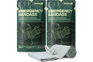 SurviveX Israeli Pressure Bandage 6 Inch - Emergency Bandage - Pressure Dressing for Wounds - Trauma Dressing - Sterile Vacuum-Sealed Packaging - FSA HSA Approved - 2 Pack