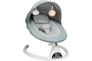 T TICCI Baby Swings for Infants, 5 Speed Bluetooth Baby Bouncer, Motorized Bluetooth Swing, Built-in 3 Timer Settings, Music Speaker, Remote Control, 0-6 Months (Green)