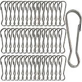 Bytiyar 60 pcs Stainless Steel Small Spring Hooks 1inch/25mm Lanyard Clasp Zipper Snap Clips for Key Chain ID Card Badge Holders