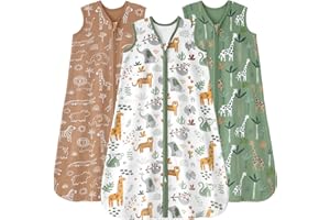 FIEMOL Baby Sleep Sack 6-12 months, 100% Cotton Sleeping Sack for Newborn and Infant, 3 Pack Baby Wearable Blanket, 0.5 Tog L