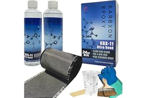 Carbon Fiber Repair KIT – 4”- Wide Twill Weave 3K Carbon Fabric Cloth - KARBXON Clear Epoxy Resin – Restore Fix Cracks, Bikes, Boats, Walls, Concrete, Plastic & Metal – EZ Follow Instructions