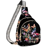NOXOZNMOK Small Leather Sling Bag for Women Crossbody Fanny Pack Travel Casual Chest Bag with Adjustable Strap