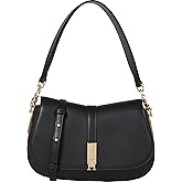 Tommy Hilfiger womens Leather Saddle Shoulder Bag With Removable Crossbody Strap