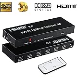 2 x 4 HDMI Switch, ZAMO 2 in 4 Out HDMI Switcher Splitter with Amplifier SPDIF Audio 3.5mm, 4 Out 2 in HDMI 2.0 Switch Splitter with Audio Extractor Support HD 4Kx2K, 3D, 1080P