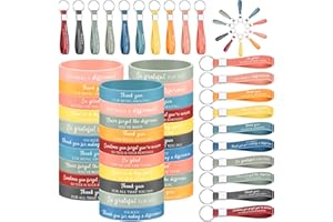 60 Pcs Thank You Bracelets Inspirational Keychain Gifts Set Employee Appreciation Gift Motivational Silicone Wristbands Inspi