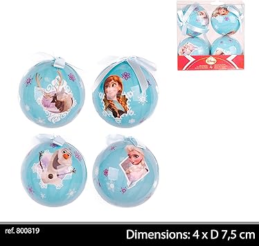 Urban Déco Lot De 4 Boules De Noël La Reine Des Neiges 800819 Multicolore