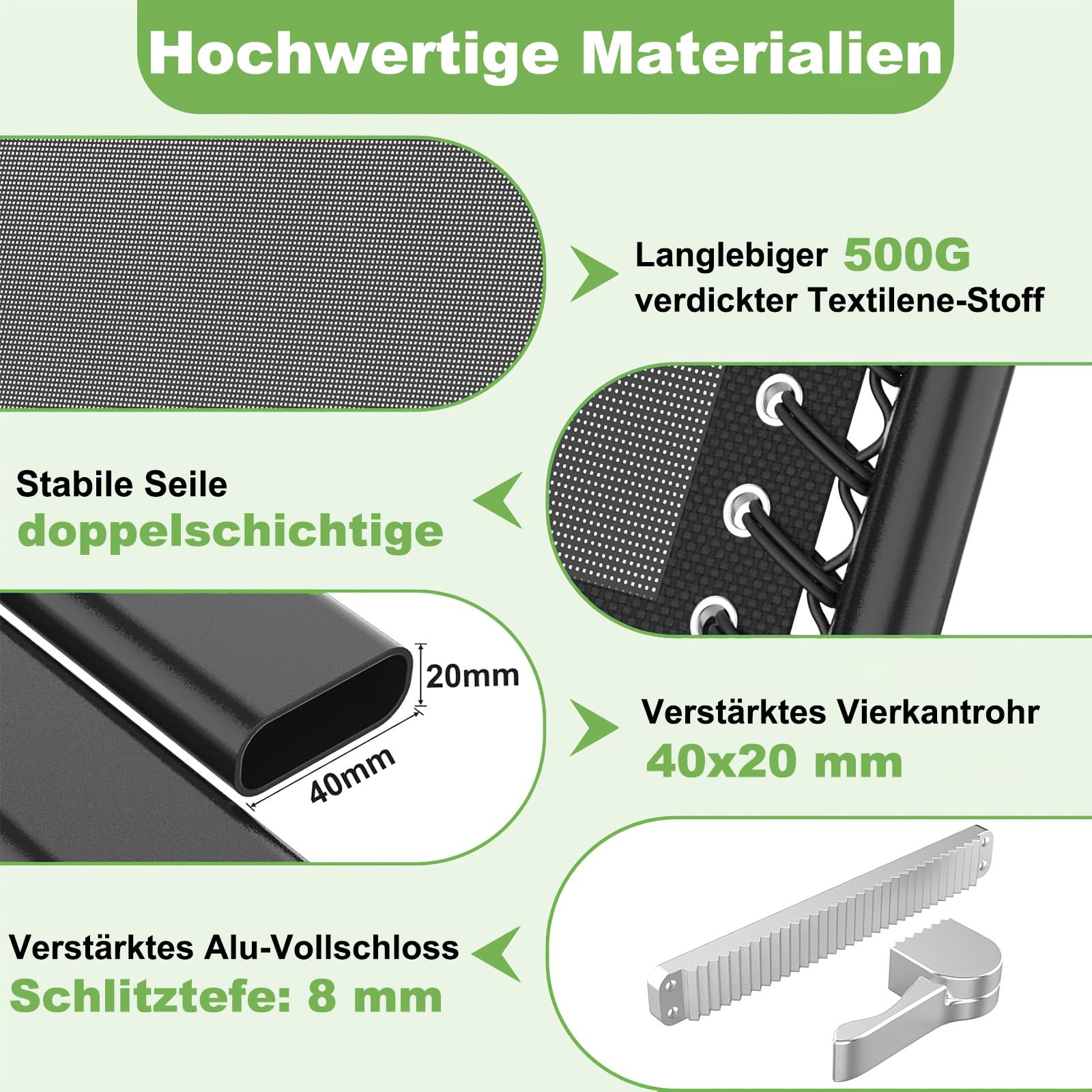 Klappbarer Gartenliegestuhl mit 90–170°verstellbarer Rückenlehne, Tragkraft 200 kg, inklusive Getränkehalter, Liegestuhltasche – Geeignet als klappbare Sonnenliege für Garten, Strand, Pool und Balkon 4