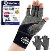 Dr. Arthritis Compression Arthritis Glove Set of 3 with Wrist Brace, Comfortable Fingerless Carpal Tunnel Hand Gloves for Women Night Support, Pain Relief for Rheumatoid Arthritis, Work, Typing - Large