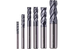 BestParts High Performance 6Pcs Solid Carbide End Mills Set 1/8", 3/16", 1/4", 5/16", 3/8", 1/2" - AlTiN Coated, 4 Flute, 30 Degree Helix, End Mill Bit Set, CNC Router Bit