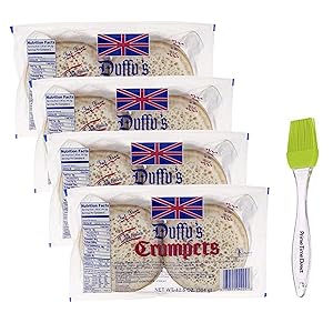 Duffy's Crumpets, 12.5 oz (Pack of 4) Bundled with PrimeTime Direct Silicone Basting Brush in a PTD Sealed Bag