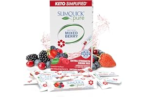 Slimquick Pure 3x Extra Strength Mixed Berry Drink Mix for Women to Help Achieve Weight Goals, Helps Metabolism, Keeps Full for Longer with Green Tea, Caffeine, Chaste Tree, Rhodiola Extract, 26 Count