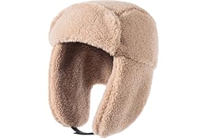 SSAXIGC Faux Alpaca Wool Trooper Trapper Hat for Men Women, Winter Aviator Pilot Hat,Soft Fleece Warm Ear Flaps Windproof Outdoor