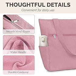 Buringer Corduroy Tote Bag for Women Large Shoulder