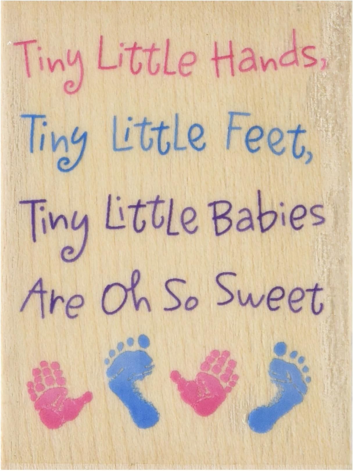 Rubber Stamp With Wood Handle, Precious Baby Tiny Hands, Tiny Feet