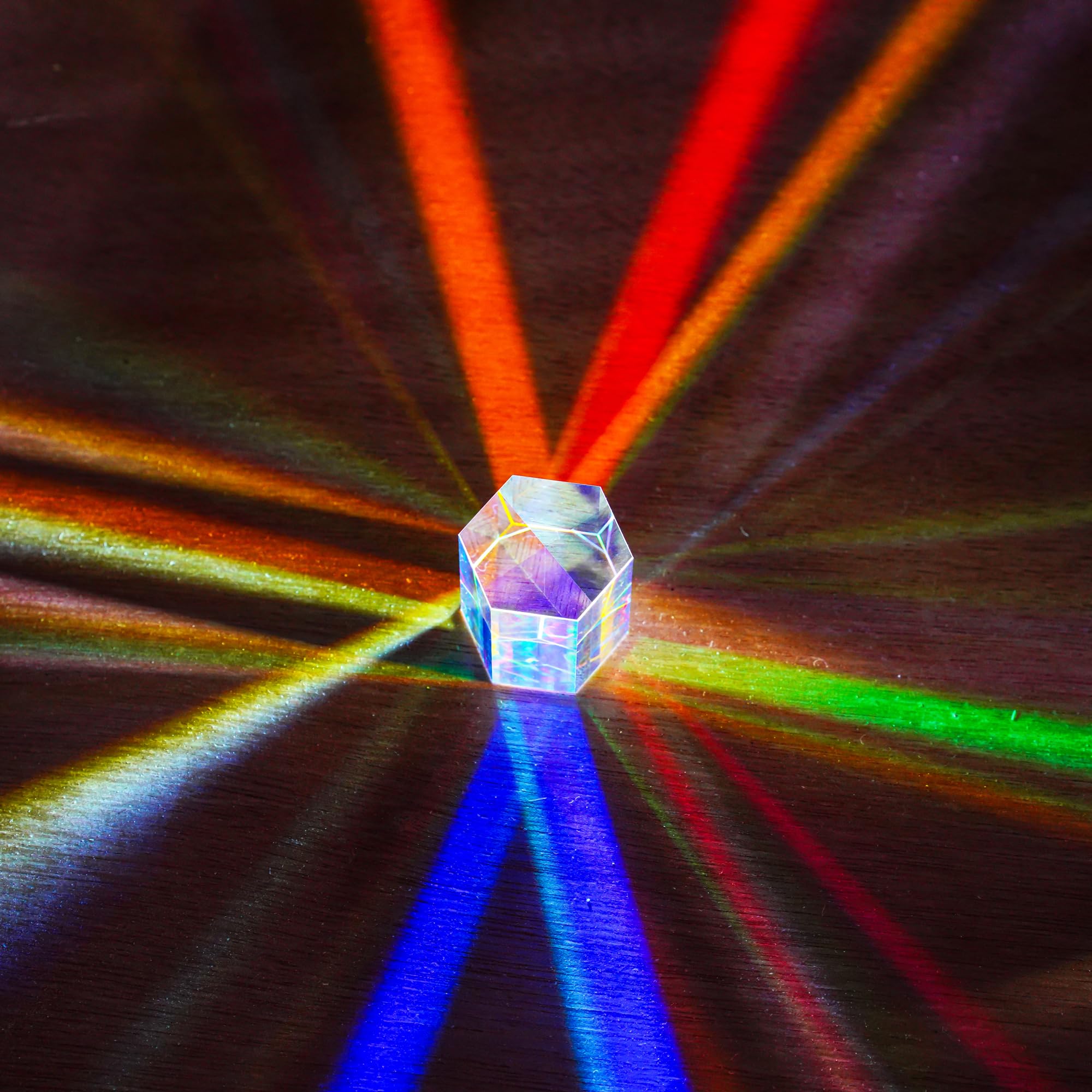 1.2'' Optical Glass RGB Dispersion Prism X-Cube for Physics Teach Rainbow Prism Crystal Cube Prism Photography Props