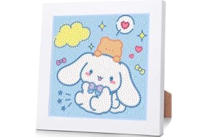Sretoul Cartoon Diamond Art Kits for Kids with Frame - Kid Diamond Art Painting Kit Cartoon, Cute Gem Arts for Kids Ages 4 6 8 12, Easy DIY Crystal Gem Kits for Children Girls Boys Gifts (7x7 inch)