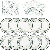 40 Pcs Sage Green Plates and Napkins - Sage Green Party Decorations Tableware Set, Disposable Round Paper Plates Eucalyptus Napkins for Birthday Bridal Wedding Baby Shower Party Supplies, Serves 20