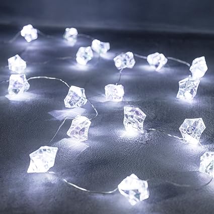 20er LED Micro Eiswürfel Lichterkette Draht Timer Batterie Lights4fun