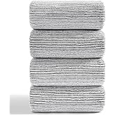 4 Piece Bath Towel Set 35"x70"Oversized Bath Towel for Bathroom Ultra Soft Fluffy Extra Large Bath Sheet Luxury Premium Bathroom Towel Highly Absorbent Quick Dry Shower Towel for Hotel Spa,Black White