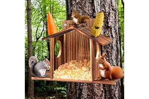 Okydoky Squirrel Feeder, Squirrel Feeders for Outside, Durable Wooden Chipmunk Feeder Nuts Bar for Corn, Peanuts, Sunflower Seeds NO.SSWSQ01