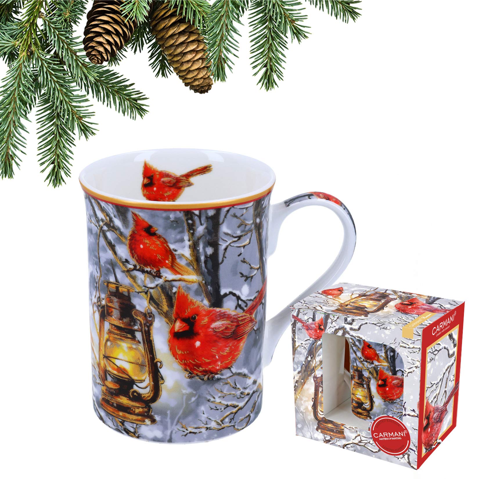 CARMANI - Christmas Mug, Festive Porcelain Mug Decorated with Christmas Theme 400ml