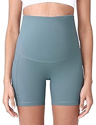 POSHDIVAH Women's Maternity Yoga Shorts Over The