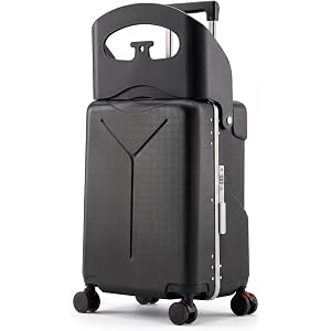 Lavoker 20" Ride-On Suitcase with Seat for Kids & Adults | Hardside Carry-On Luggage, Shockproof 360° Silent Spinner Wheels,