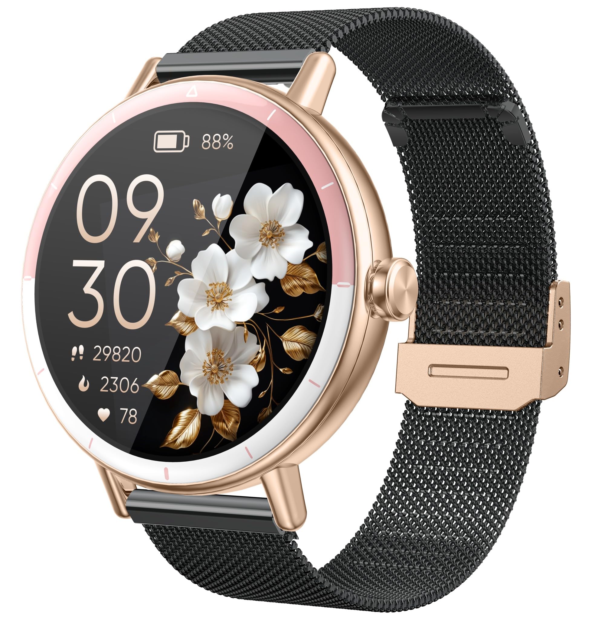 KEEPONFIT Fitness Watch for Android and iPhone Smart Watch for Women, with Ai Voice Built in/IP68 Waterproof/Heart Rate/SpO2 Monitor/100 Sports Model