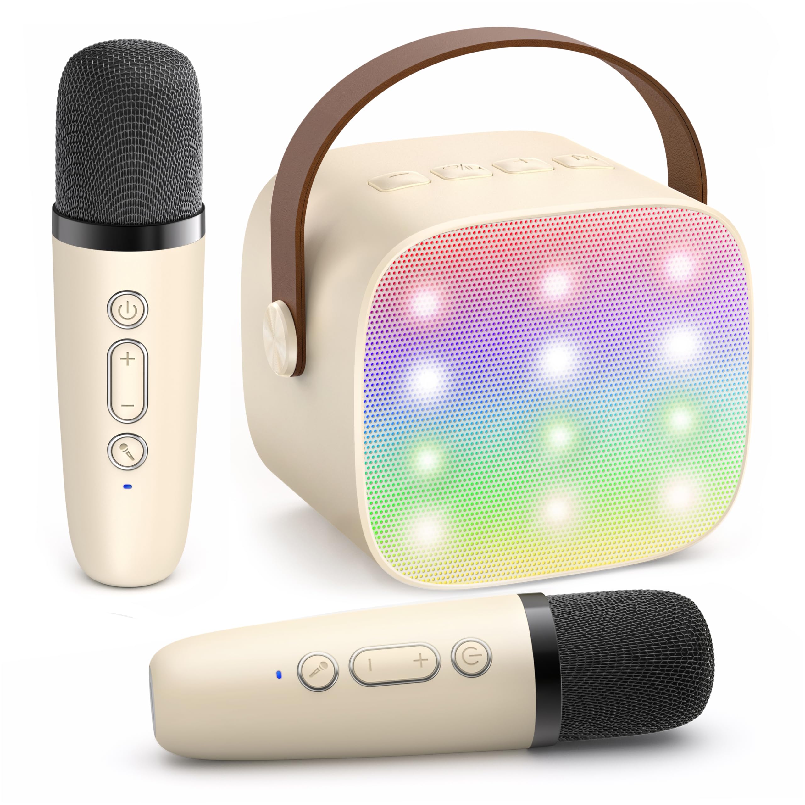 YLL Mini Karaoke Machine with 2 Wireless Microphones for Kids Adults ...