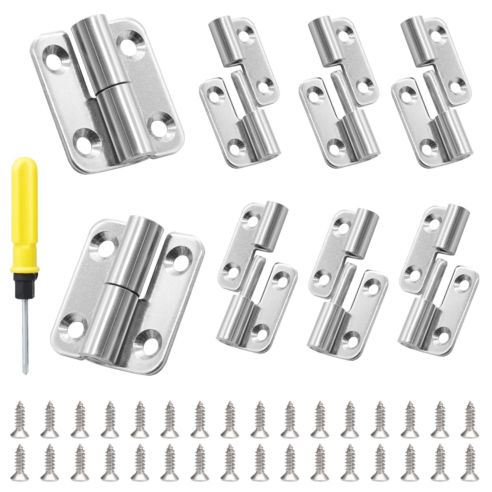 DesertBoy 8 Pcs Detachable Hinges, 1.5" Detachable Door Hinges, Small Hinge for Wood, Stainless Steel Lift Off Hinge with Screws & Screwdriver for Internal External Doors (4pcs Left + 4pcs Right)