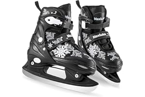 Maxluke Snowflake Girl's Adjustable Ice Skates | Kids Ice Hockey Skates for Girls Boys Youth | Fun Beginner Ice Skating Shoes for Outdoor and Rink | Soft Comfortable Lining | Three Colors Available
