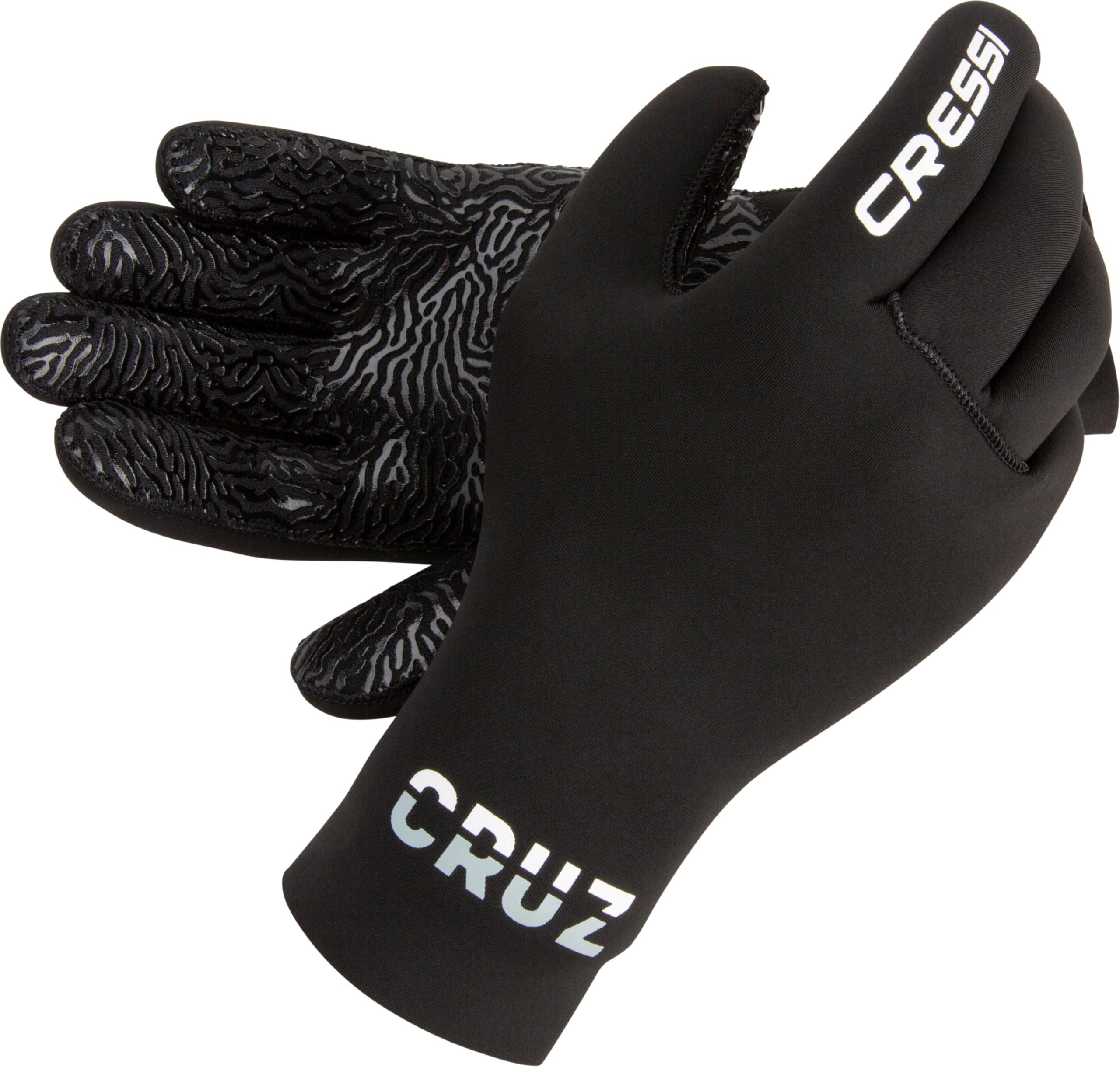 Cressi Cruz Gloves 3mm - Neoprene Diving Gloves Black 3mm Anti Slip Palm System,M/3, Adult Unisex