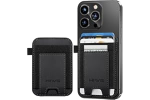 HIWE for MagSafe Wallet, Strongest Magnetic Wallet for iPhone 16/15/14/13/12 Series, 7 Cards Holder with Keyring, Magnetic Phone Wallets, Leather Minimalist Slim RFID, 2 Slots, Dark Black