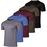 Real Essentials 5 Pack: Men’s Mesh Short Sleeve Crew Neck T-Shirt - Workout Gym Active Athletic Tee (Big & Tall Available)