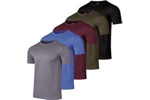 Real Essentials 5 Pack Men’s Active Quick Dry Mesh Crew Neck T Shirts | Athletic Short Sleeve Tee (Available in Big & Tall)