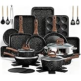 Pots and Pans Set Non Stick, 31 Piece Kitchen Induction Cookware &amp; Bakeware Set, Nonstick Kitchen Cooking Pans Set with Frying Pans Set Grill Pan Saucepan Baking Sheet &amp; Utensils, PFOA Free