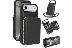 SkyEagle Compatible with iPhone Air Wallet Case Women,RFID Blocking Crossbody Phone Purse Case PU Leather Zipper Handbag Wrist Strap Cover Credit Card Holder,for Apple 17 Air,Black