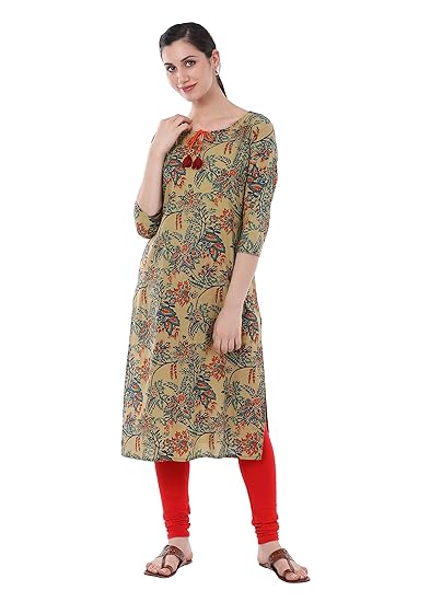 Women's Straight Cotton Kurti (Blue)