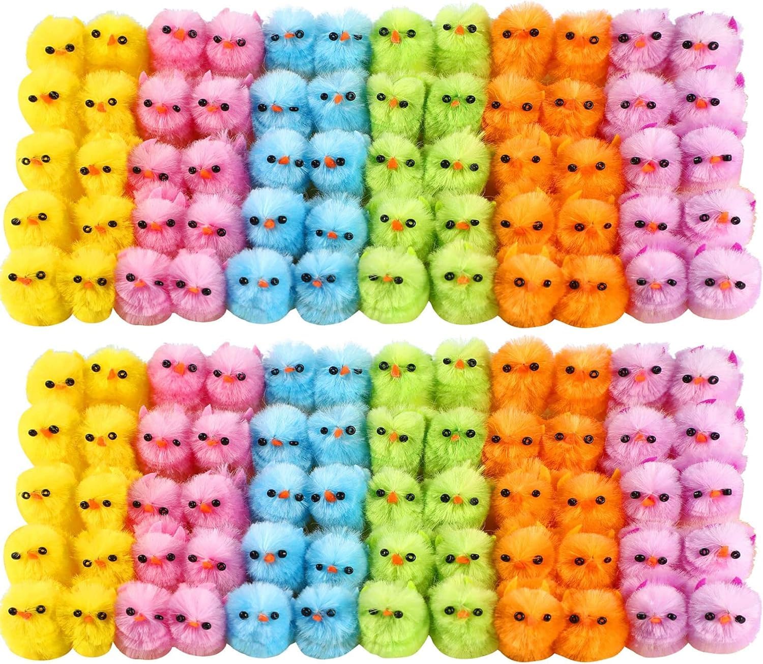 REDSTAR 60pc Coloured Fluffy Chicks - Small Fluffy Easter Chicks Easter Decorations 6 Colours Included - Baby Chicken Decorations for Kids Bonnet Making Activities, Egg Hunt Fillers, Arts and Crafts