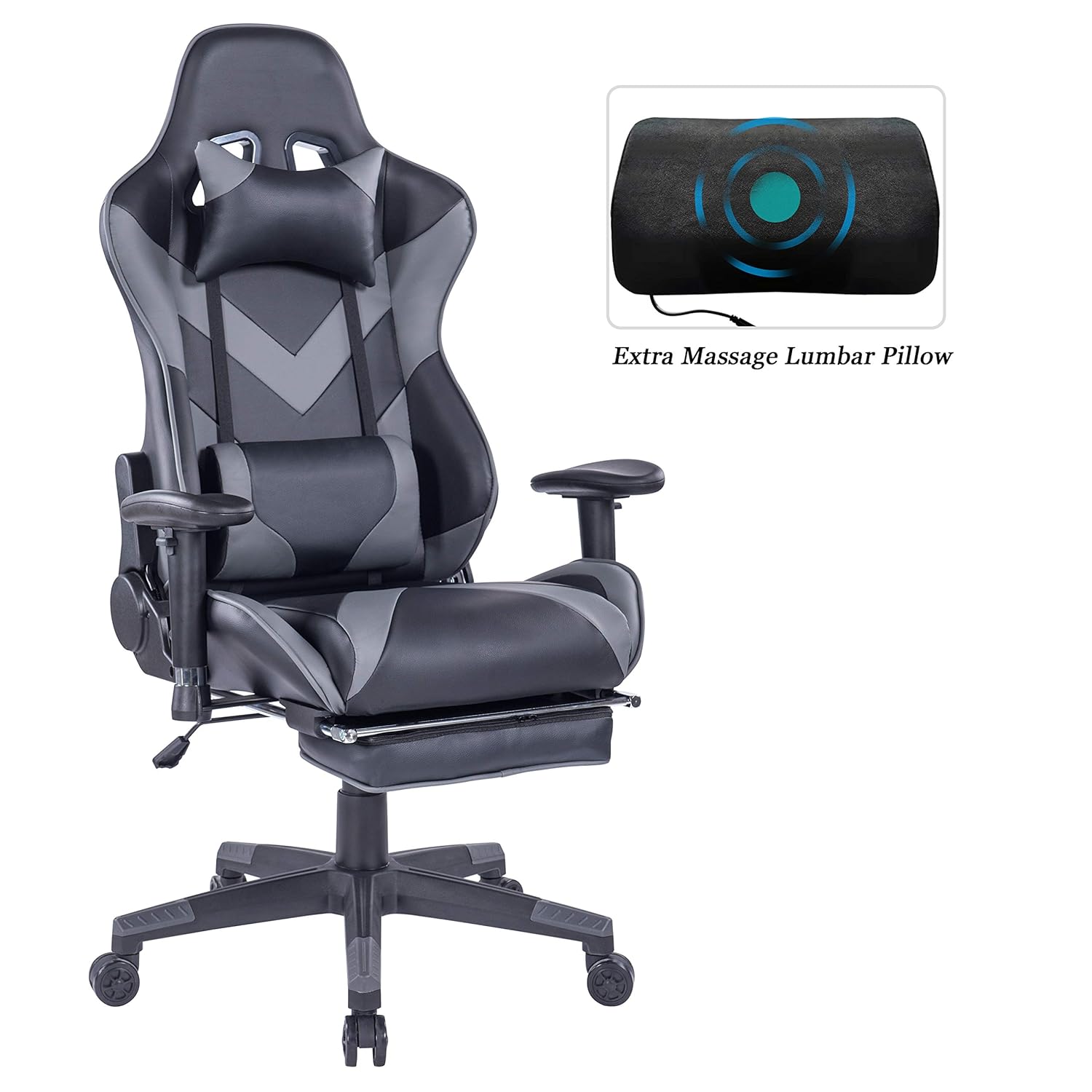 Best Massaging Gaming Chair 400 Lbs Removable Lumbar Support